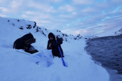 Nemendur við sýnatökur í Febrúar 2019.